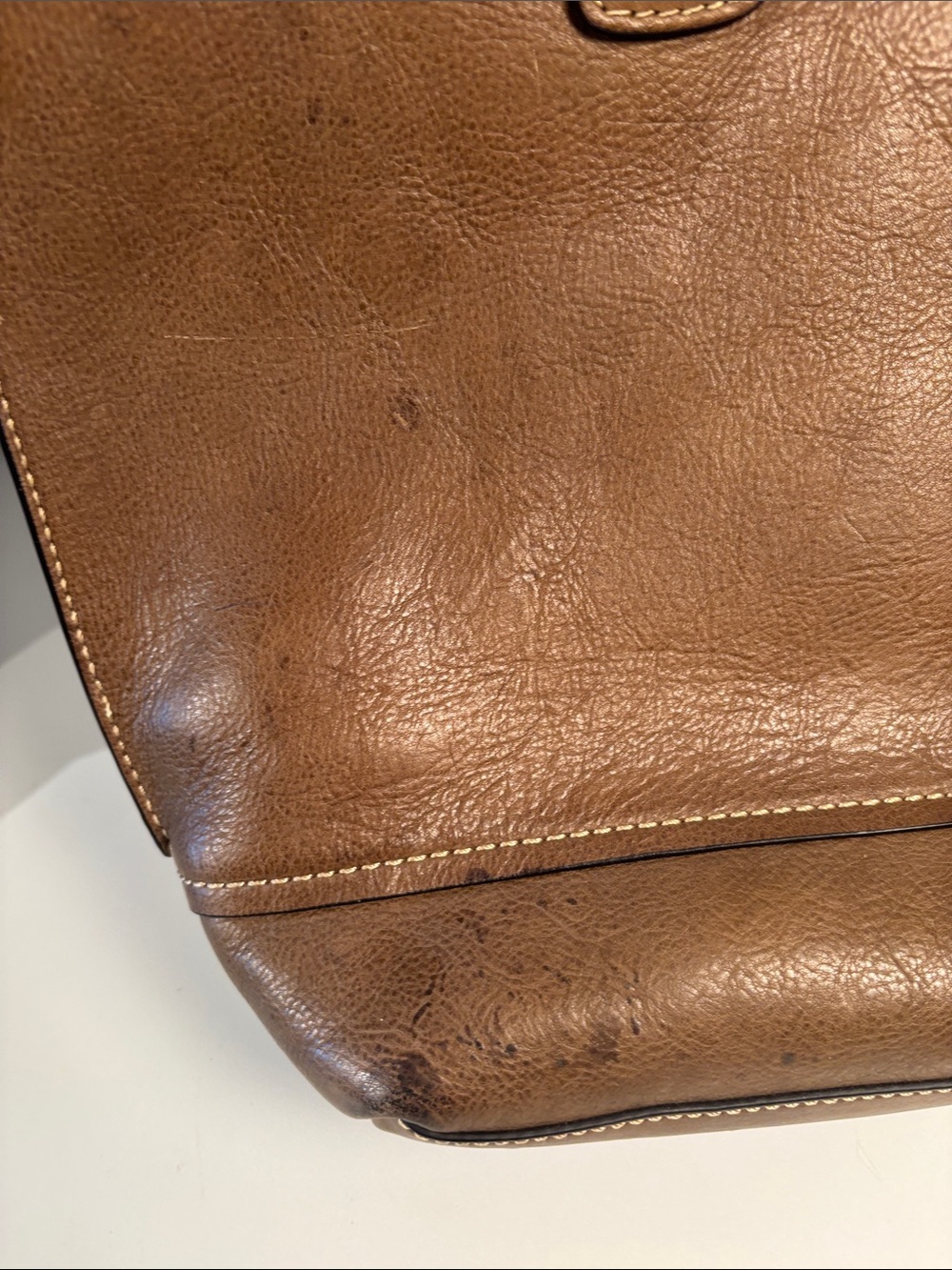 Frye Brown Leather Tote with Orange Interior - Picture 8 of 9
